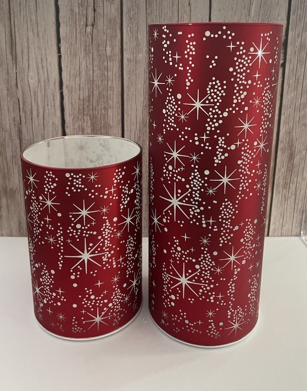 Fairy Light Hurricane Red Snowflake Christmas Decor Battery Operated
